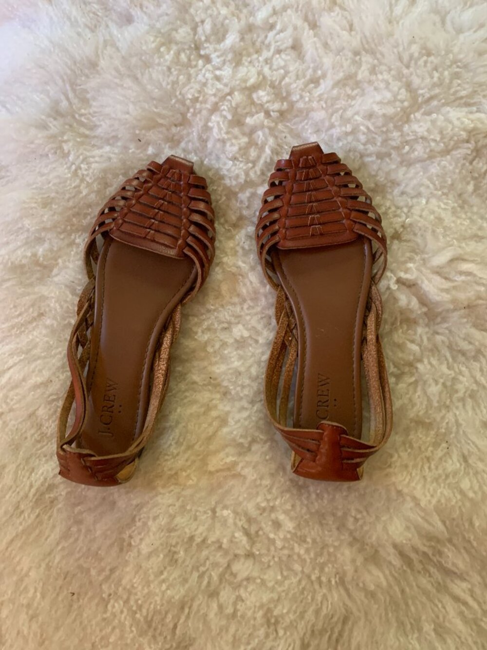 J. Crew Brown Braided Strappy Summer Leather Sandals Size 6